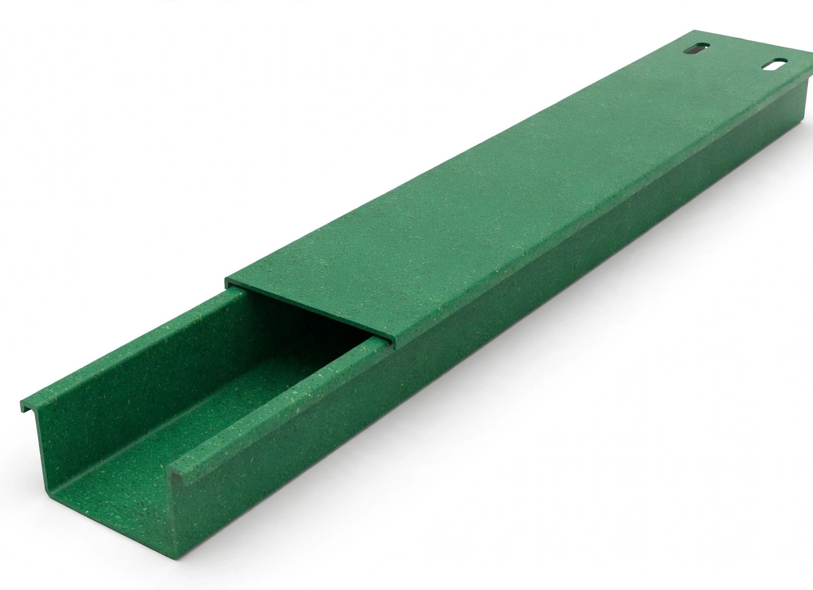 Green FRP fiberglass cable tray trough with cover