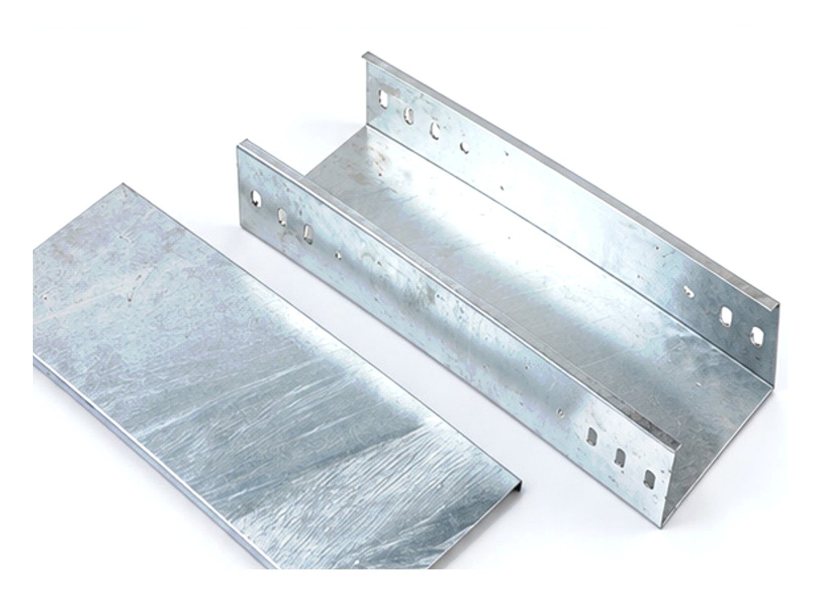 Hot-dip galvanized cable tray and cover in matte zinc